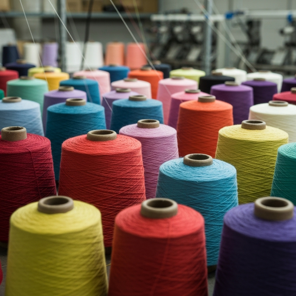 Premium yarn spools in various colors